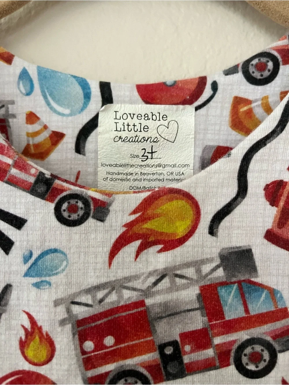 Firefighter Print Cotton Romper - Red, White, Blue